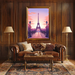Eiffel Tower Sunset Art Print: Urban or Cityscape Poster