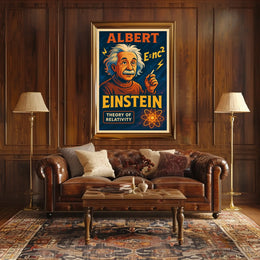 Albert Einstein Relativity Theory Vintage Educational Inspirational Scientific Wall Art Poster