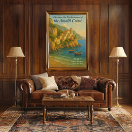 Amalfi Coast Vintage Travel Poster: Romantic Serenity