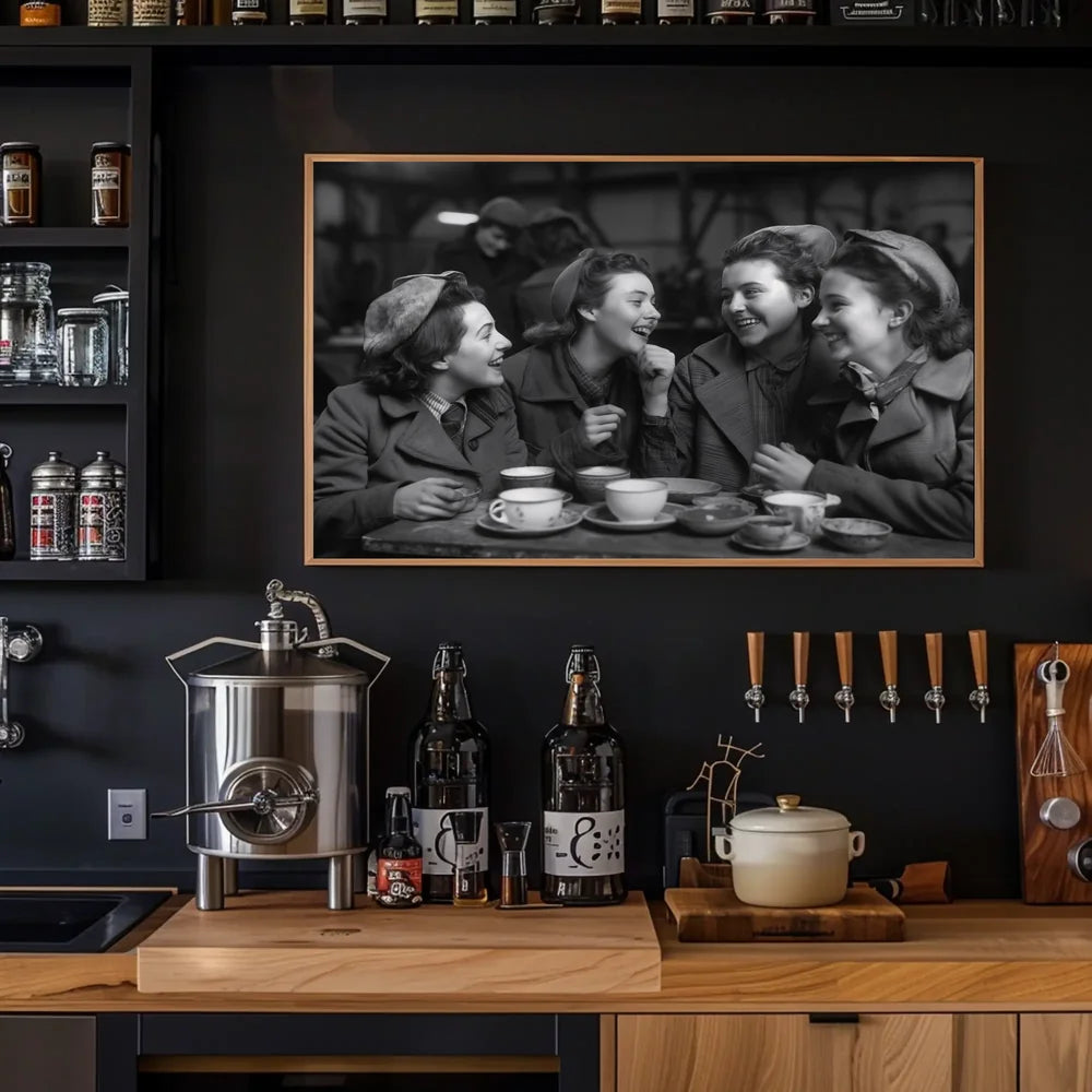 Vintage Café Gathering: Timeless Friendship Poster