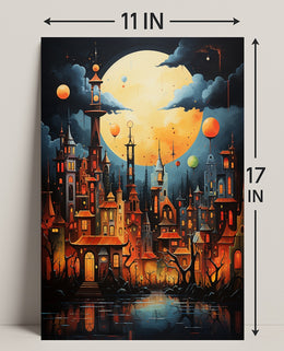 Enchanted Moonlit Cityscape Poster