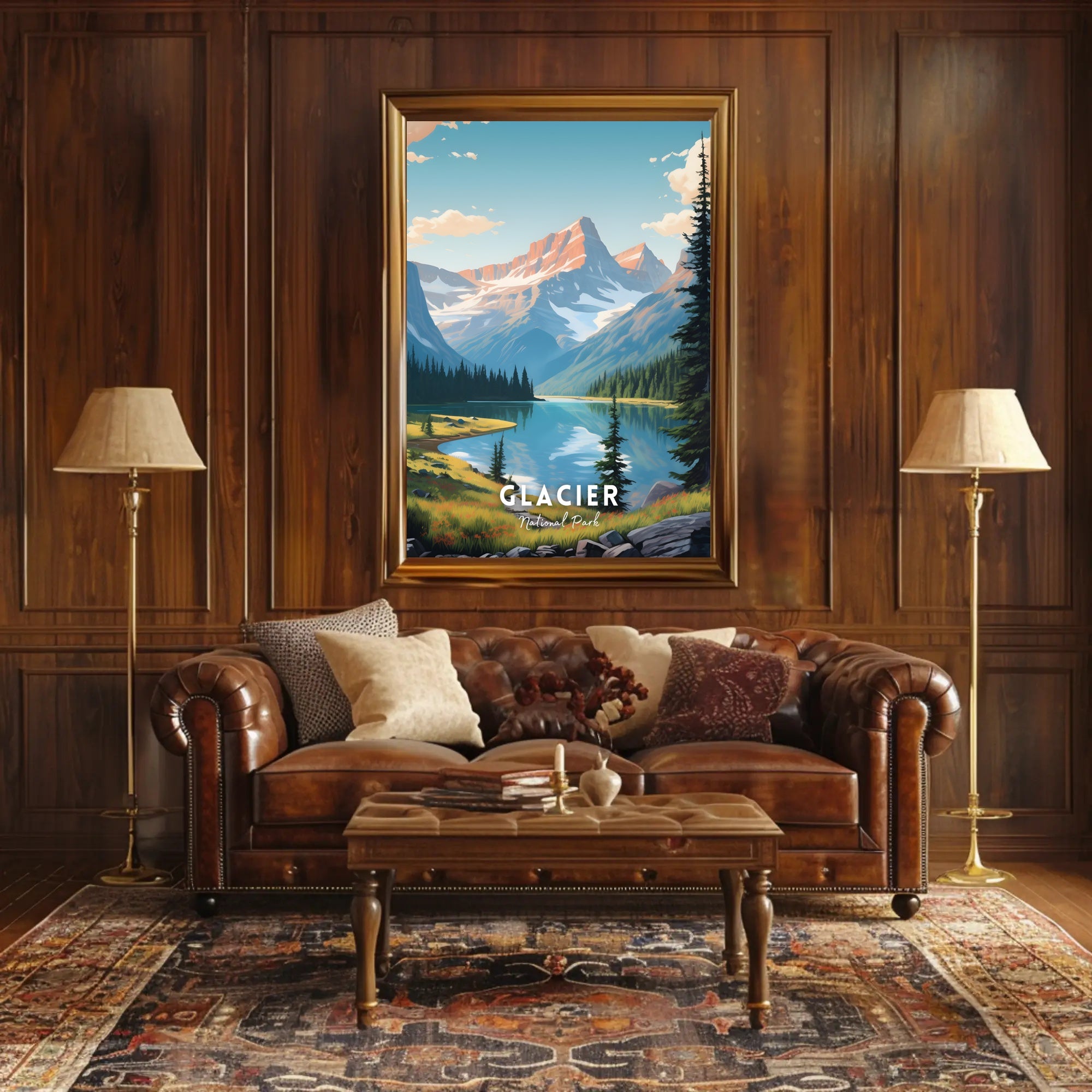 Glacier National Park Travel Poster Vintage Print
