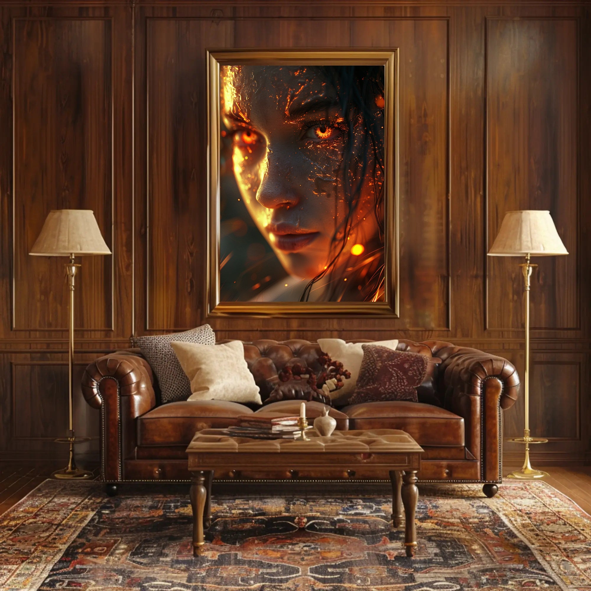 Fiery Surreal Woman Fantasy Art Poster PosterGoat