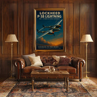 P-38 Lightning Vintage Aviation Poster Print