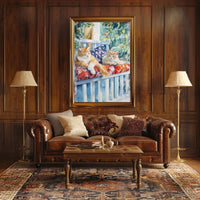 Two Cats Lounging On A Sunny Front Porch Swing Poster
