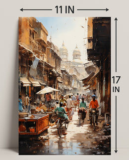 Bustling Market Street Poster