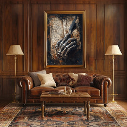 Skeletal Hand with Quill Art Print - Abstract Poster