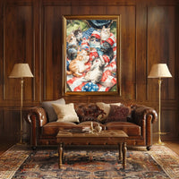 Patriotic Cats Lounging On American Flag Blanket Poster