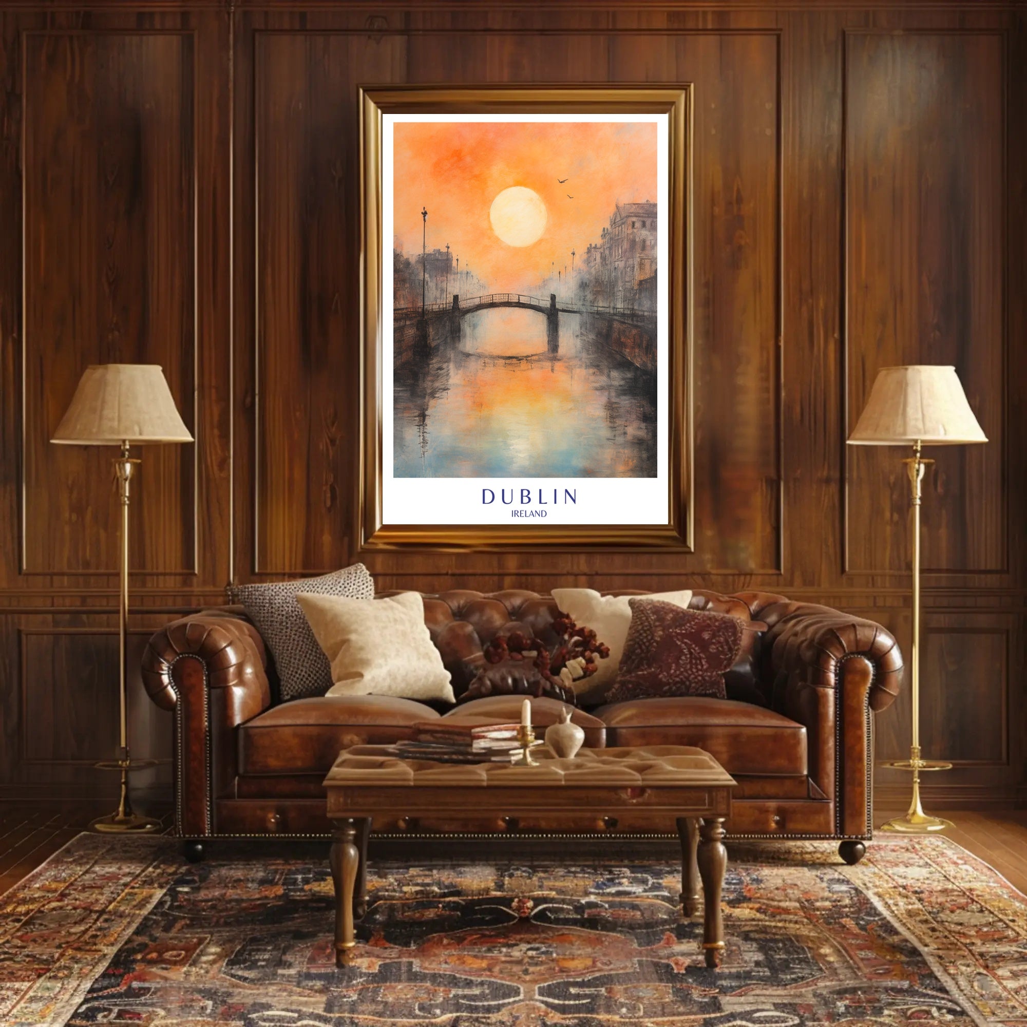 Sunset Over Dublin Bridge Poster PosterGoat