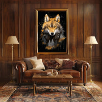 Stylized Wilderness Wolf Depiction Artistic Animal Poster