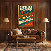 Reindeer Curling Competition Poster