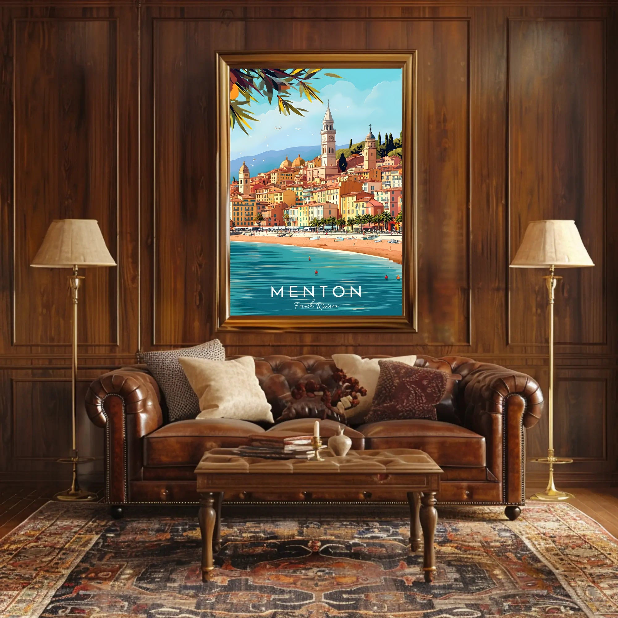 Menton Coastal Town Vibrant Travel Poster