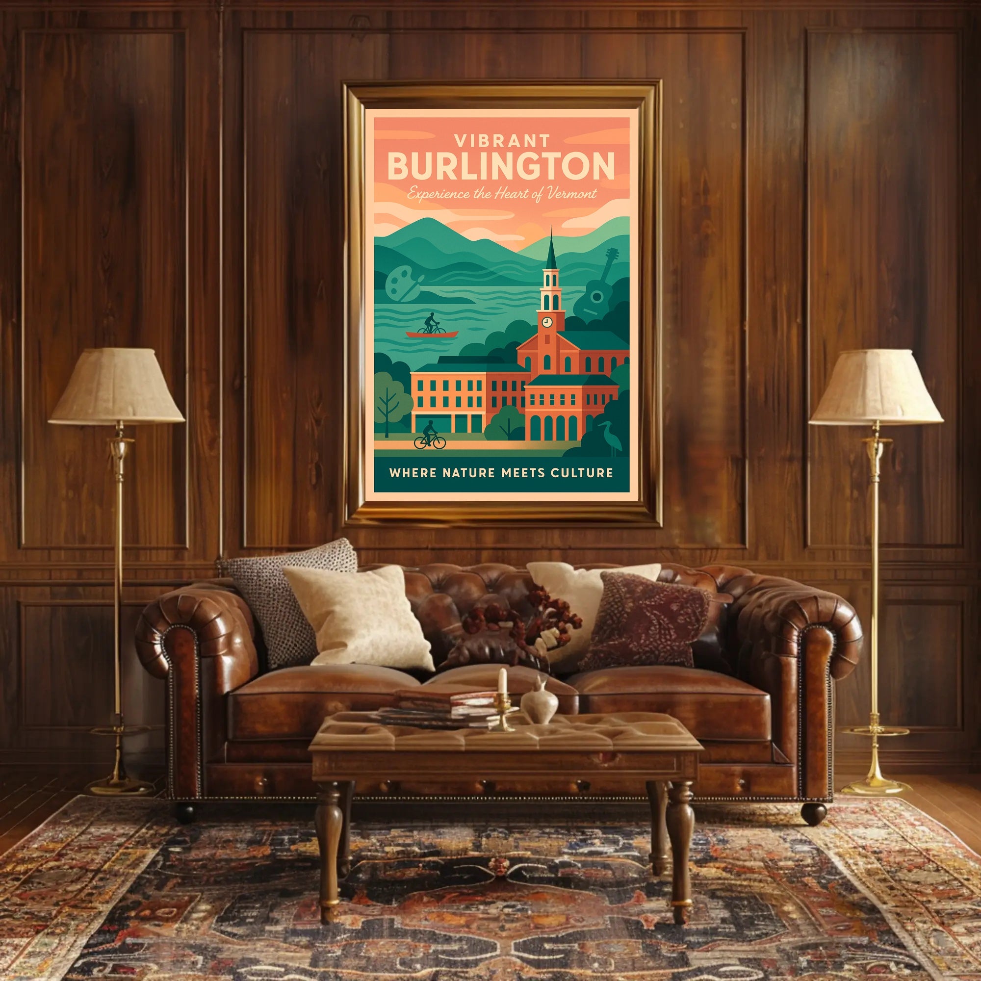 Burlington Vermont Culture and Nature Travel Poster PosterGoat