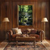 Tranquil Stream Through Lush Temperate Forest National Park Poster