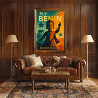 Fly Benin Vibrant Travel Adventure Poster PosterGoat
