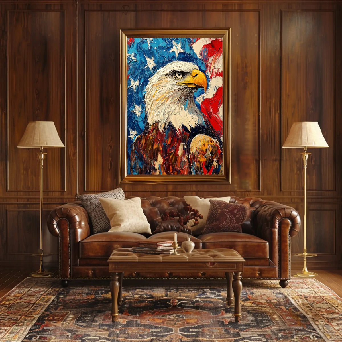 Eagle With Red White And Blue Abstract Background Poster