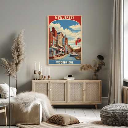 Woodbridge New Jersey Harbor Street View Vintage Travel Poster