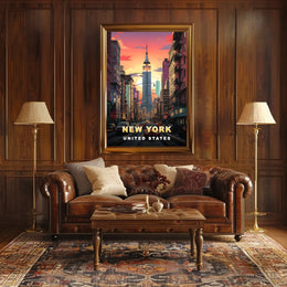 Empire State Building Sunset Poster Modern Wall Art