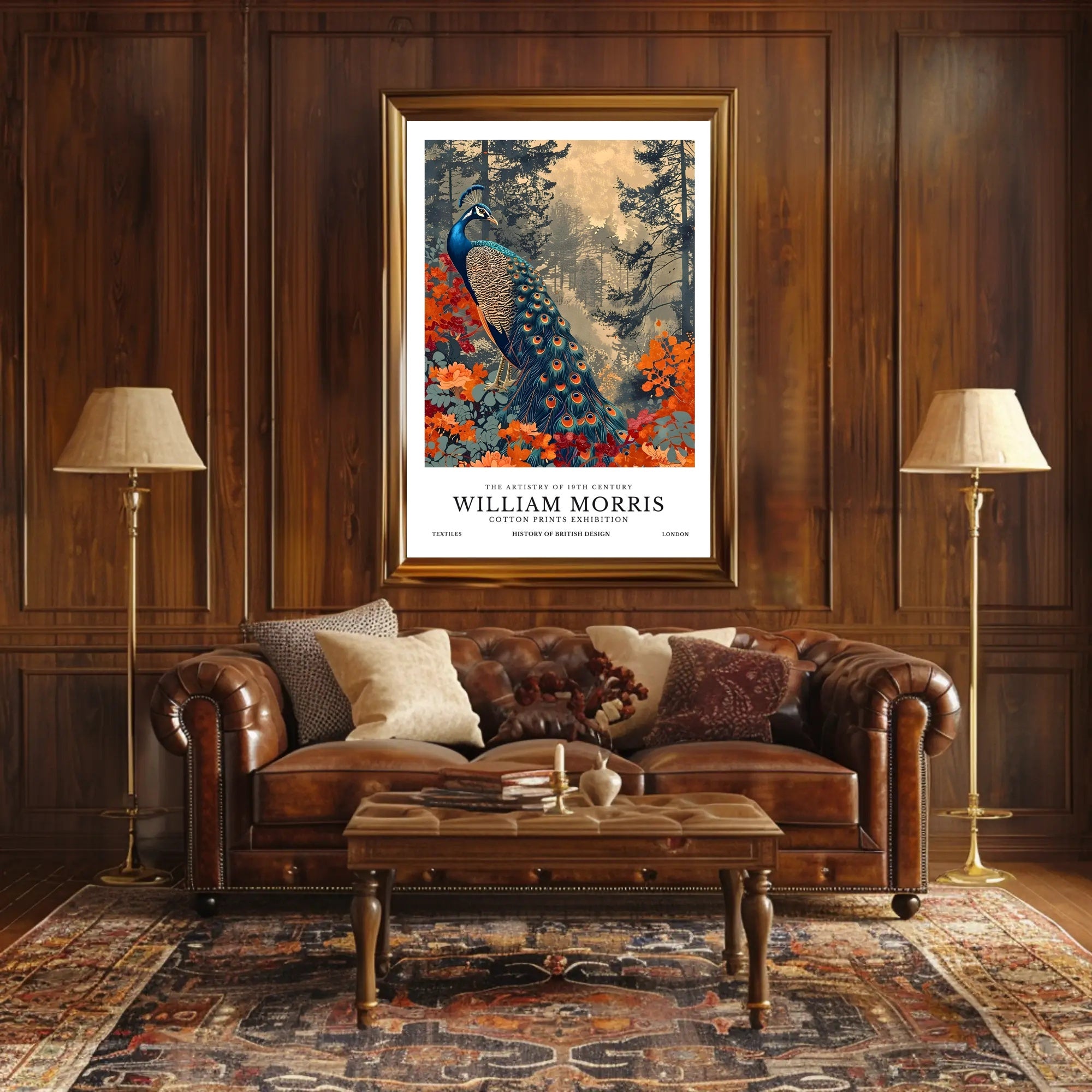 William Morris Peacock Design Cotton Prints Heritage Poster