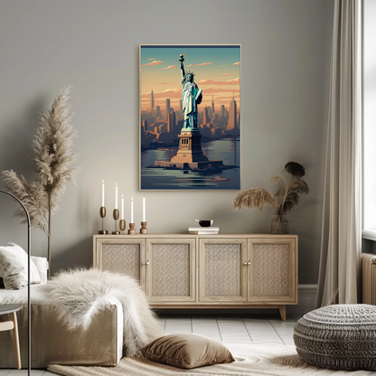 New York Liberty Vintage Travel Poster