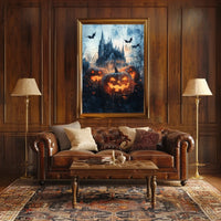 Gothic Ominous Castle Halloween-Themed Cultural Poster
