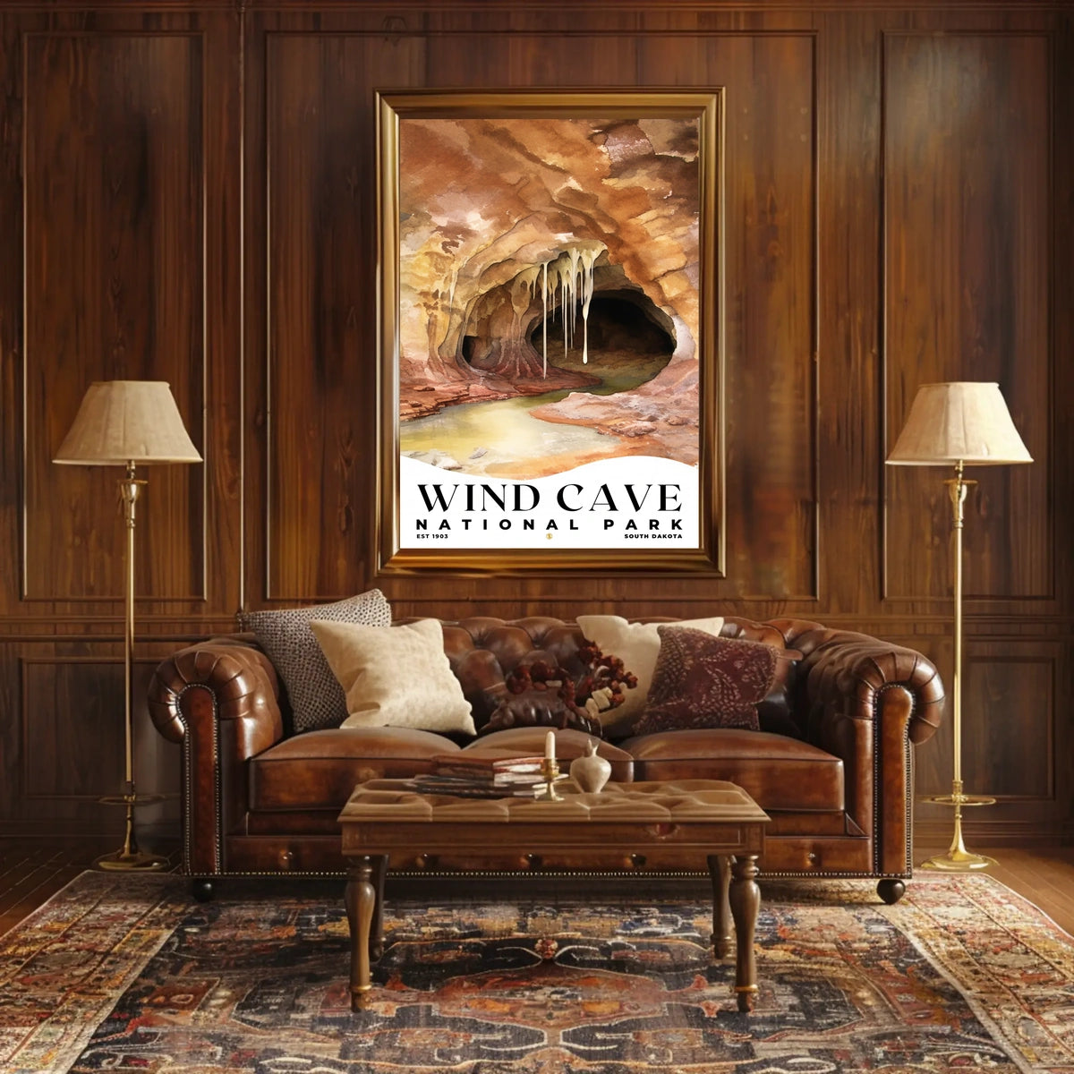 Wind Cave Watercolor Wall Art Poster