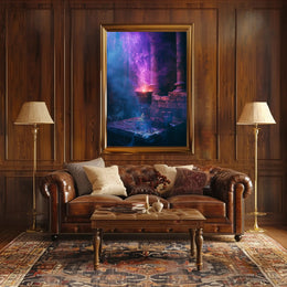 Mystical Chalice in Enchanted Stone Chamber Poster PosterGoat