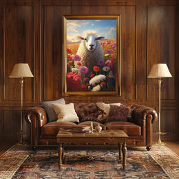 Serene Sheep In Bloom Poster PosterGoat