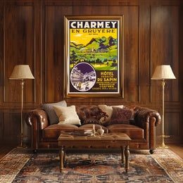 Travel to Charmey: Vintage Swiss Village Travel Poster PosterGoat