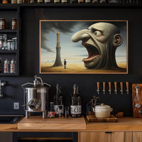Surreal Desert Landscape with Grotesque Elements - Artistic Poster
