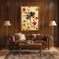Vibrant Bee Meadow Art Print: Animal Poster