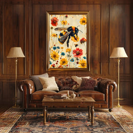 Vibrant Bee Meadow Art Print: Animal Poster