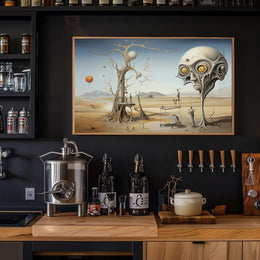 Surreal Desert Scene with Skull and Balloons Abstract Poster