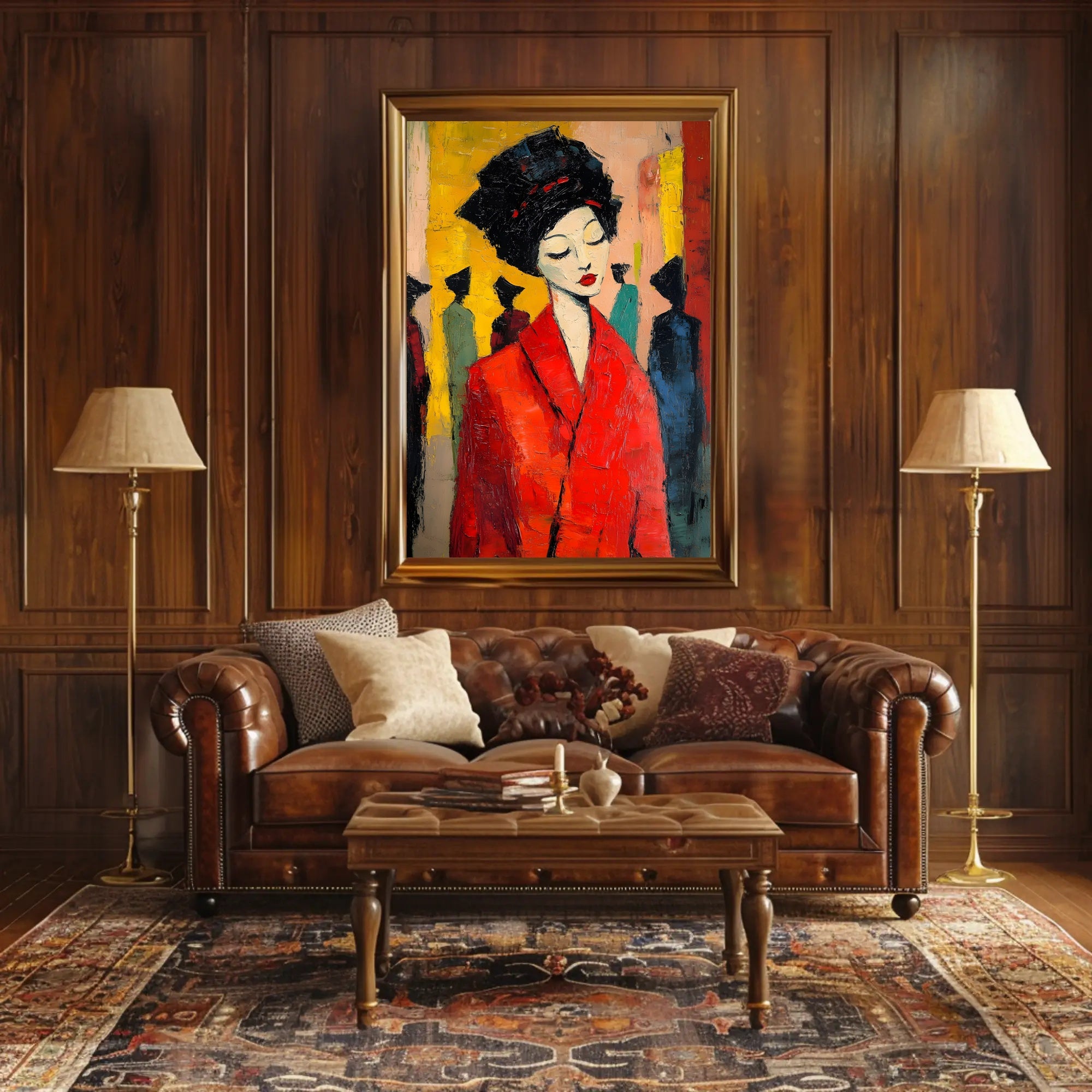 Vibrant Expression Poster Red Coat Modern Wall Art