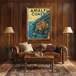 Amalfi Coast Poster Wall Art 18x24 Travel Decor Coastal View