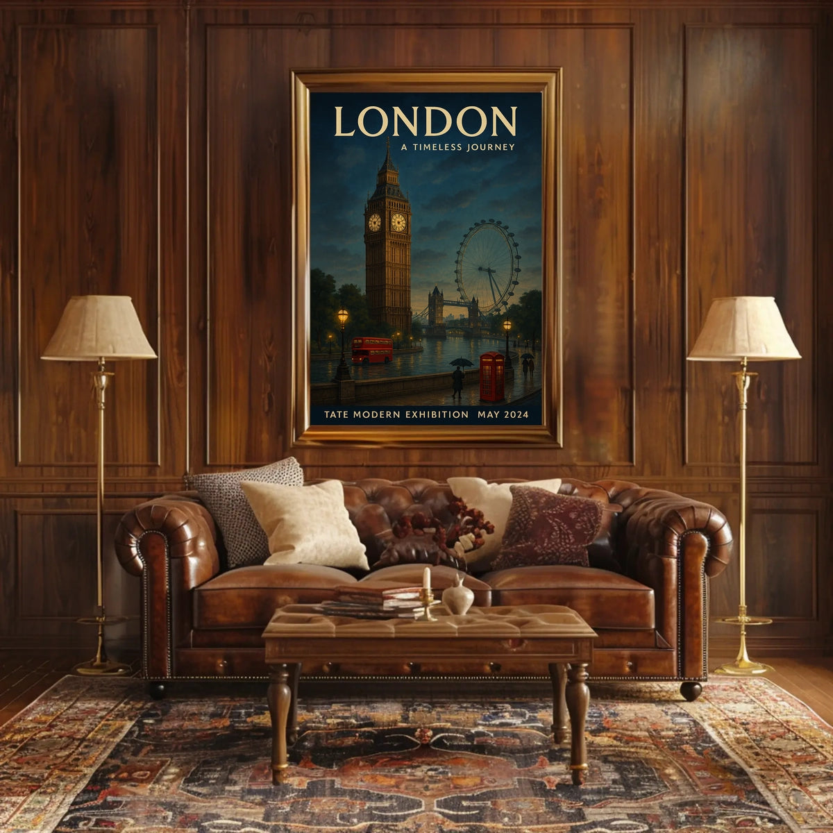 London's Iconic Landmarks Vintage Travel Poster Art