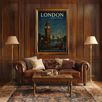 London's Iconic Landmarks Vintage Travel Poster Art