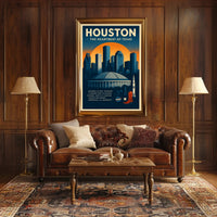 Houston Travel Poster Vintage Wall Art Print