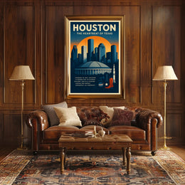 Houston Travel Poster Vintage Wall Art Print