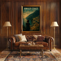 Amalfi Coast Italy Poster Wall Art Blue Water Scene