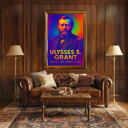 Ulysses S. Grant 18th President of the United States Neon Gradient Overlay Poster