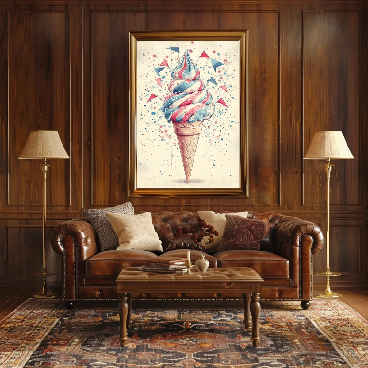 Colorful Ice Cream Swirl Pop Art Decor Print Poster