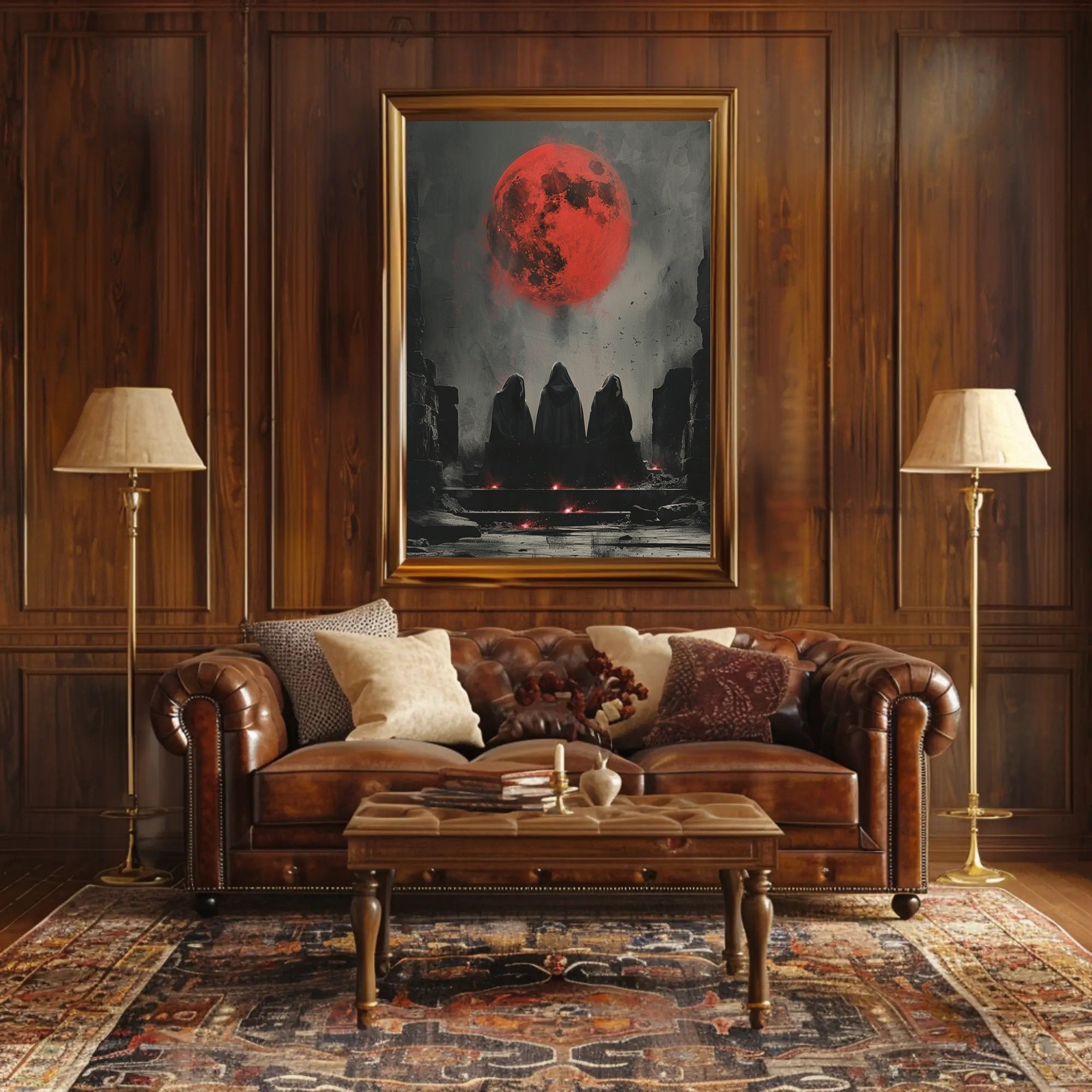 Dark Fantasy Ritual under Red Moon Fantasy or Mythology Poster PosterGoat
