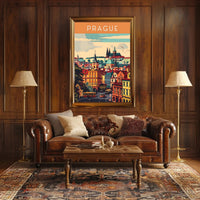Prague Cityscape Architectural Art Print - Travel Poster