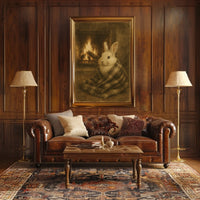 Cozy Fireside Bunny Poster