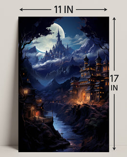 Enchanted Moonlit Castle Poster