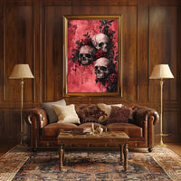Gothic Skull and Rose Art Print - Artistic Poster