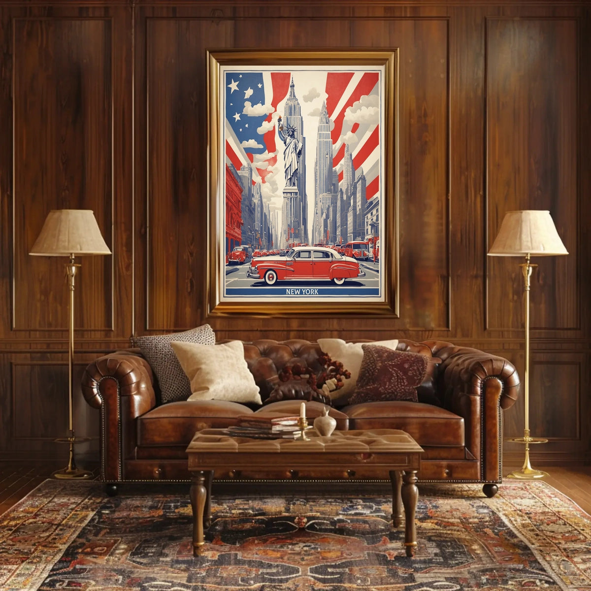 Historic New York Cityscape Poster Vintage Wall Art