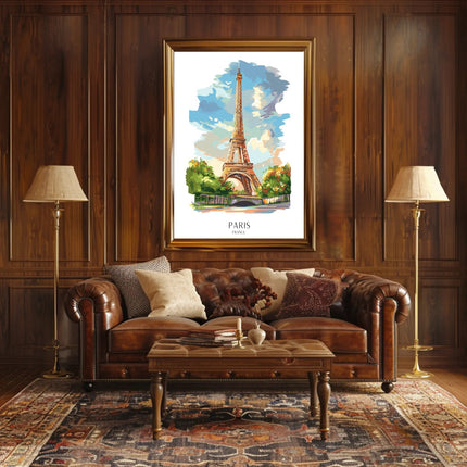 Eiffel Tower Parisian Scenery Art: Travel Poster