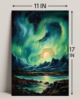 Aurora Over The Mountains Poster